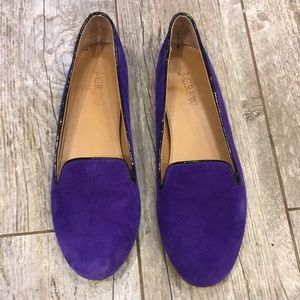 J. Crew microsuede purple smoking slippers academia loafers size 8
